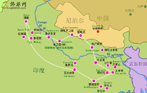 佛旅网印度朝圣行程图