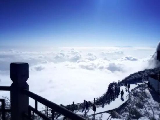 峨山朝圣邂逅绝美冬雪 发普贤行愿真诚心